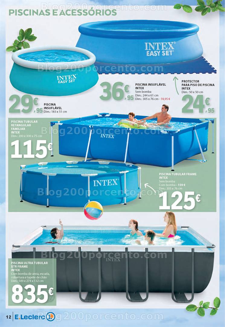 Antevisão Folheto E-LECLERC Ar Livre Promoções de 29 abril a 25 maio Piscinas