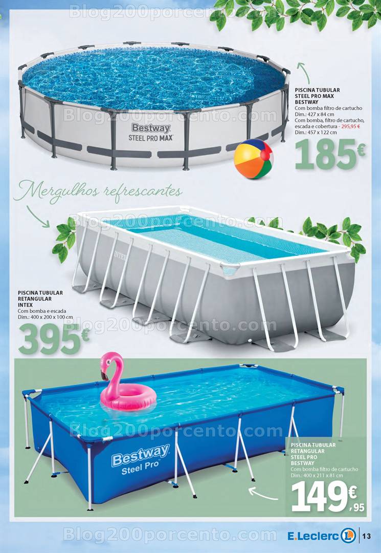 Antevisão Folheto E-LECLERC Ar Livre Promoções de 29 abril a 25 maio Piscinas