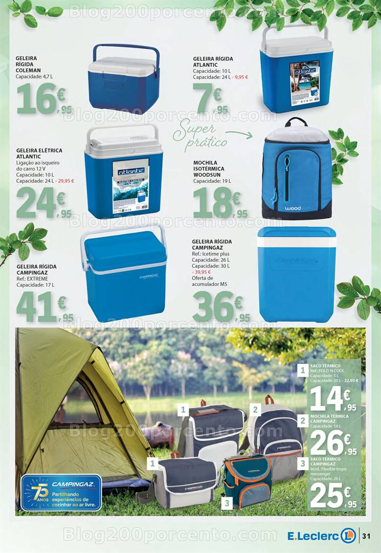 Antevisão Folheto E-LECLERC Ar Livre Promoções de 29 abril a 25 maio campismo