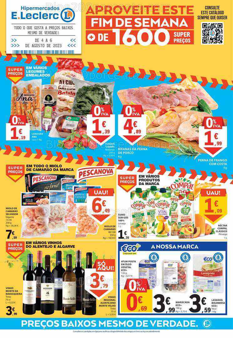 Antevisão Folheto E-LECLERC Promoções Fim de Semana - 4 a 6 agosto