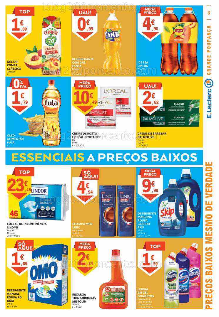 Antevisão Folheto E-LECLERC Promoções de 3 a 9 agosto