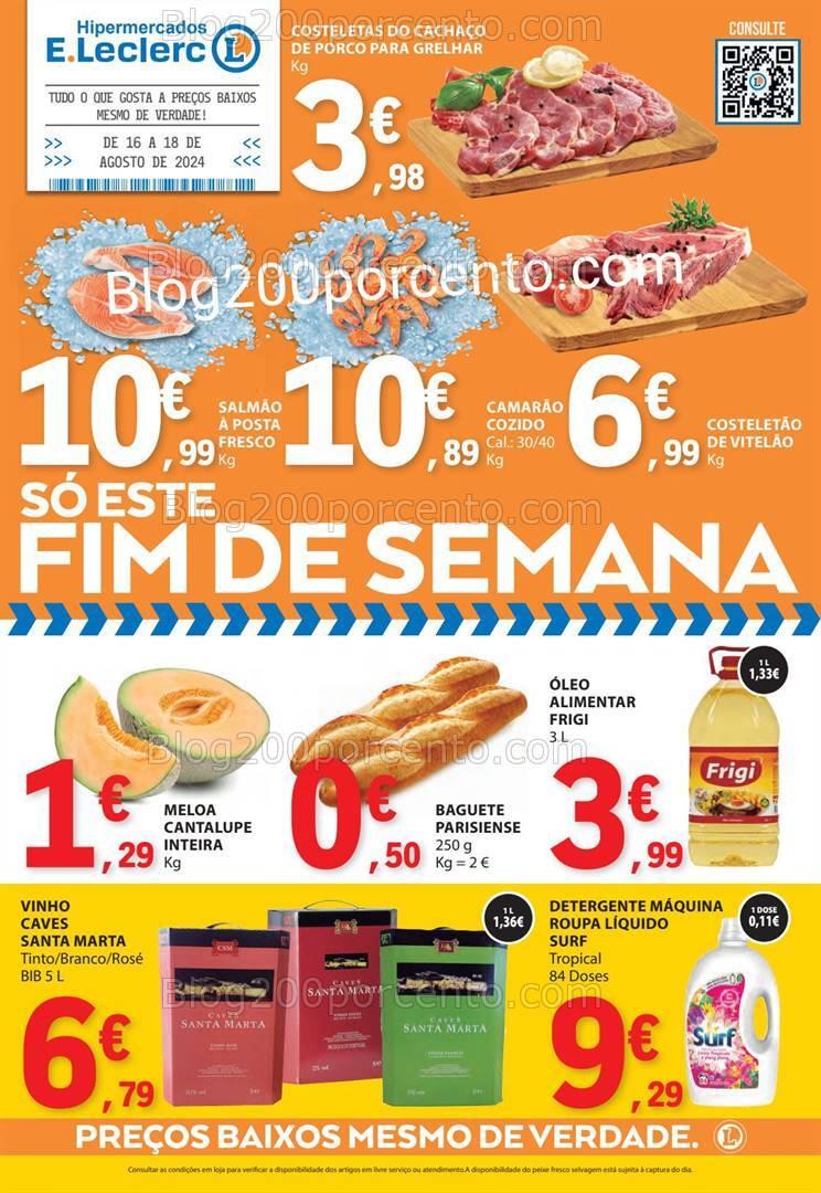 Antevisão Folheto E-LECLERC Promoções Fim de Semana - 16 a 18 agosto