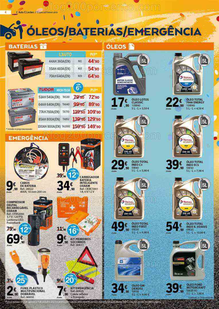 Antevisão Folheto E-LECLERC Auto Promoções de 2 agosto a 1 outubro