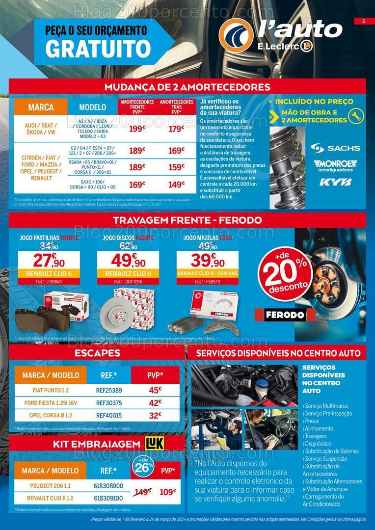 Antevisão Folheto E-LECLERC Auto Promoções de 7 fevereiro a 24 março