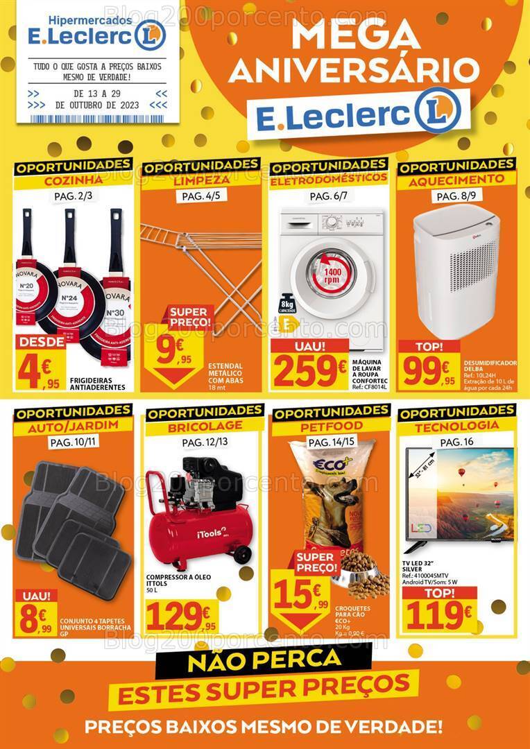Antevisão Folheto E-LECLERC Aniversário Bazar Promoções de 13 a 29 outubro