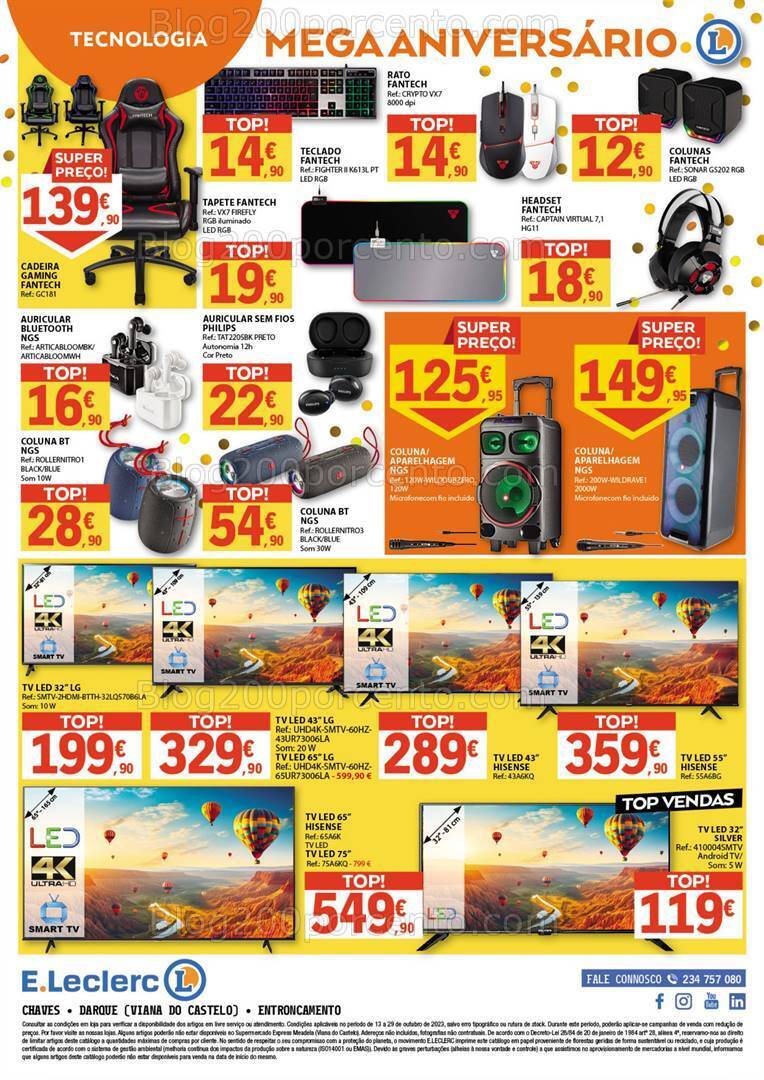 Antevisão Folheto E-LECLERC Aniversário Bazar Promoções de 13 a 29 outubro