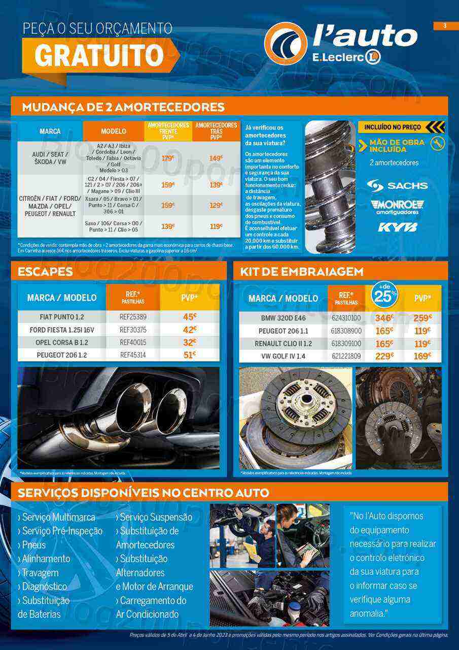Antevisão Folheto E-LECLERC Auto Promoções de 5 abril a 4 junho