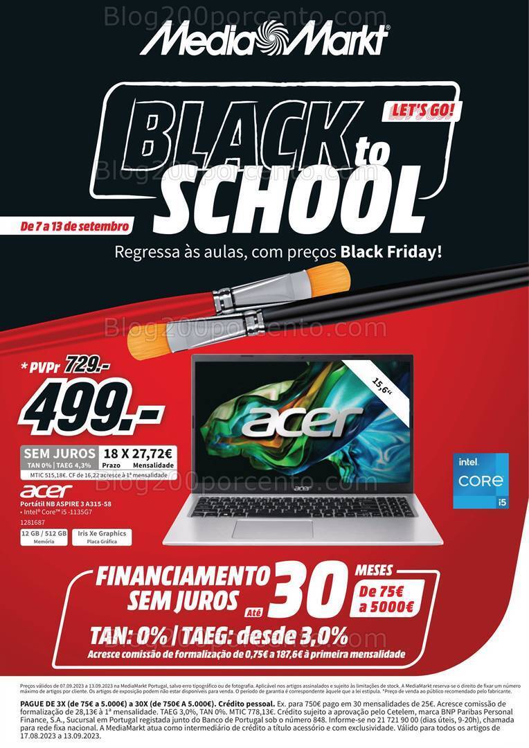 Antevisão Folheto MEDIA MARKT Black to School Promoções de 7 a 13 setembro