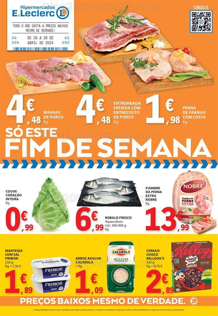 Antevisão Folheto E-LECLERC Promoções Fim de Semana - 26 a 28 abril