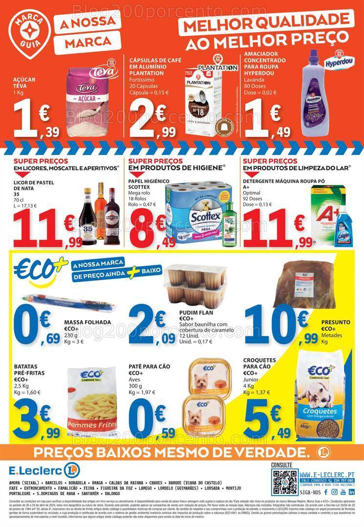 Antevisão Folheto E-LECLERC Promoções Fim de Semana - 26 a 28 abril