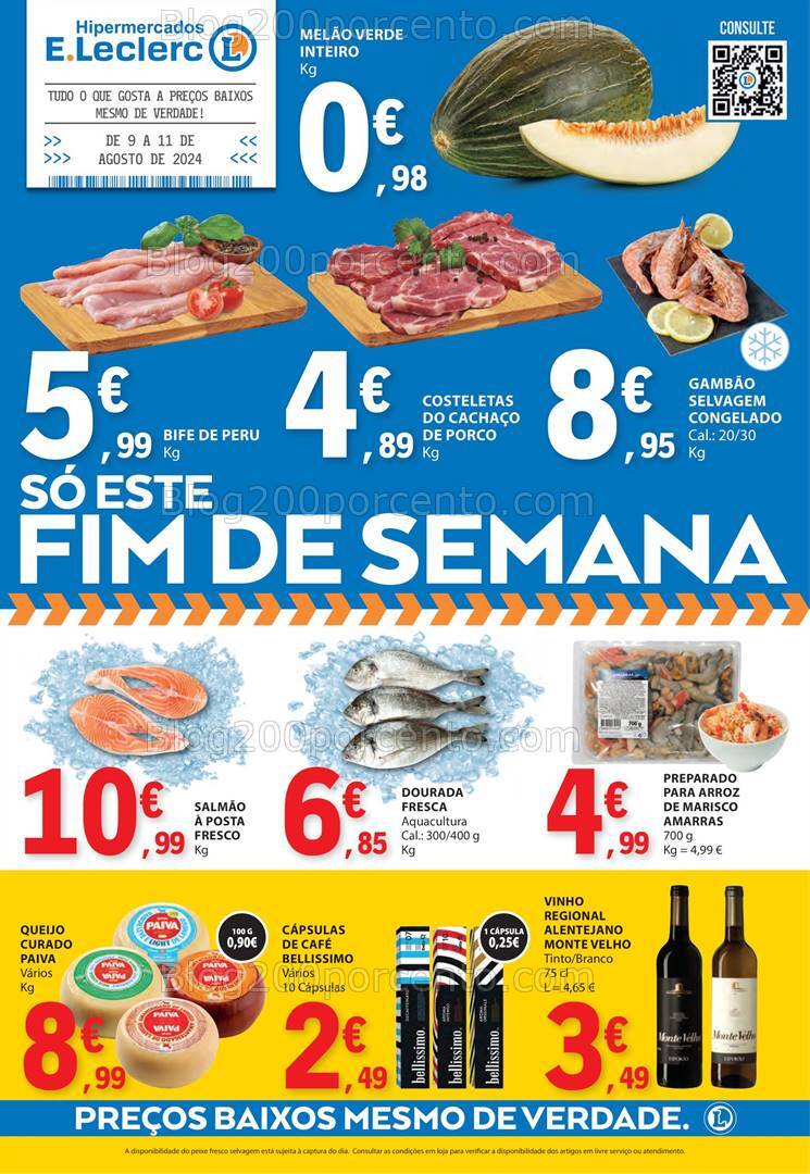 Antevisão Folheto E-LECLERC Promoções Fim de Semana - 9 a 11 agosto
