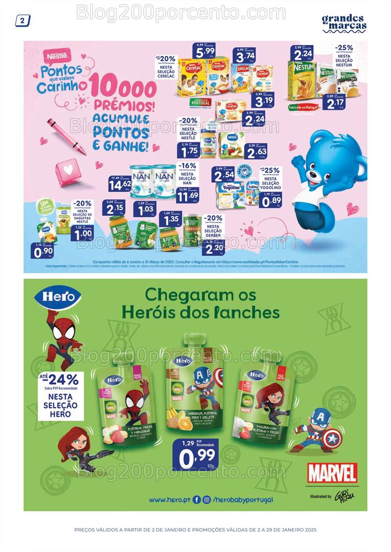 Antevisão Folheto MINIPREÇO Bebé + Grandes Marcas Promoções de 2 a 29 janeiro