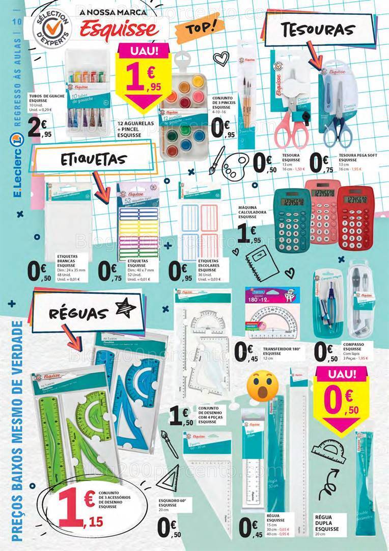 Antevisão Folheto E-LECLERC Regresso às Aulas Promoções de 15 agosto a 10 setembro