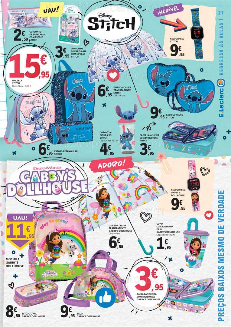 Antevisão Folheto E-LECLERC Regresso às Aulas Promoções de 15 agosto a 10 setembro