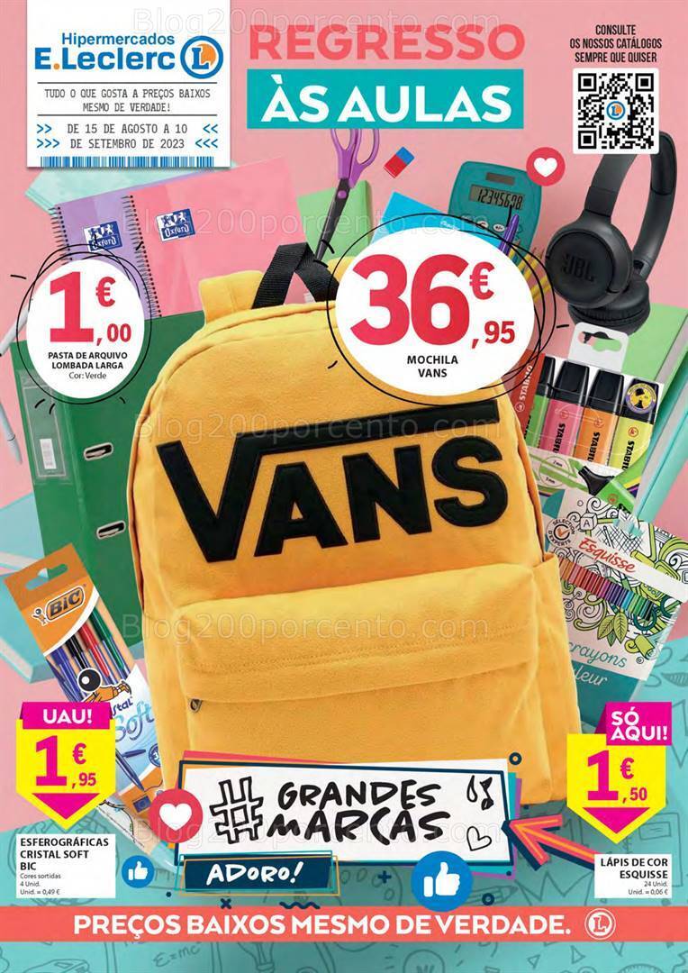 Antevisão Folheto E-LECLERC Regresso às Aulas Promoções de 15 agosto a 10 setembro