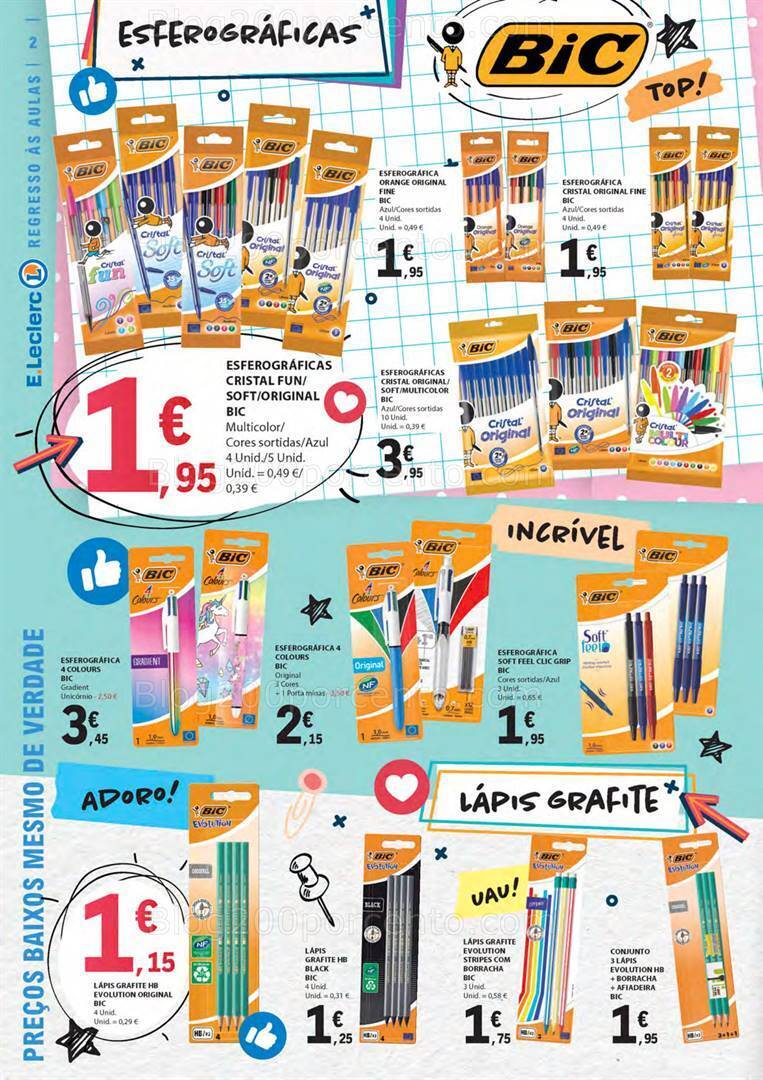 Antevisão Folheto E-LECLERC Regresso às Aulas Promoções de 15 agosto a 10 setembro