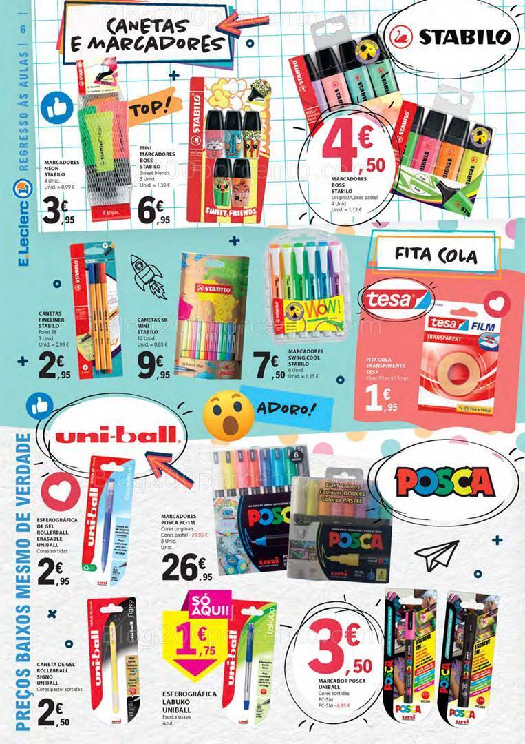 Antevisão Folheto E-LECLERC Regresso às Aulas Promoções de 15 agosto a 10 setembro