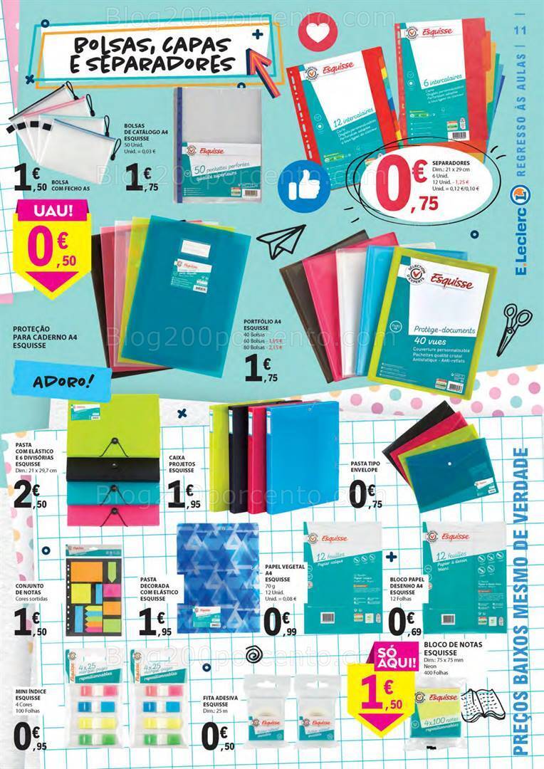 Antevisão Folheto E-LECLERC Regresso às Aulas Promoções de 15 agosto a 10 setembro