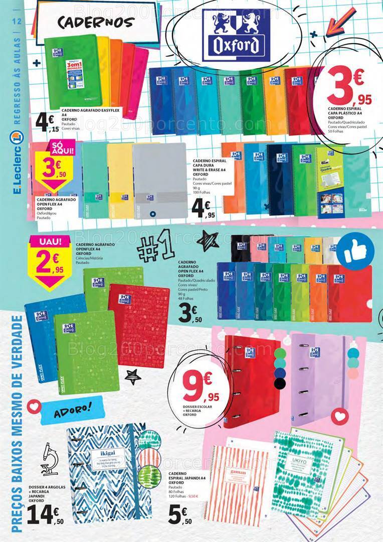 Antevisão Folheto E-LECLERC Regresso às Aulas Promoções de 15 agosto a 10 setembro