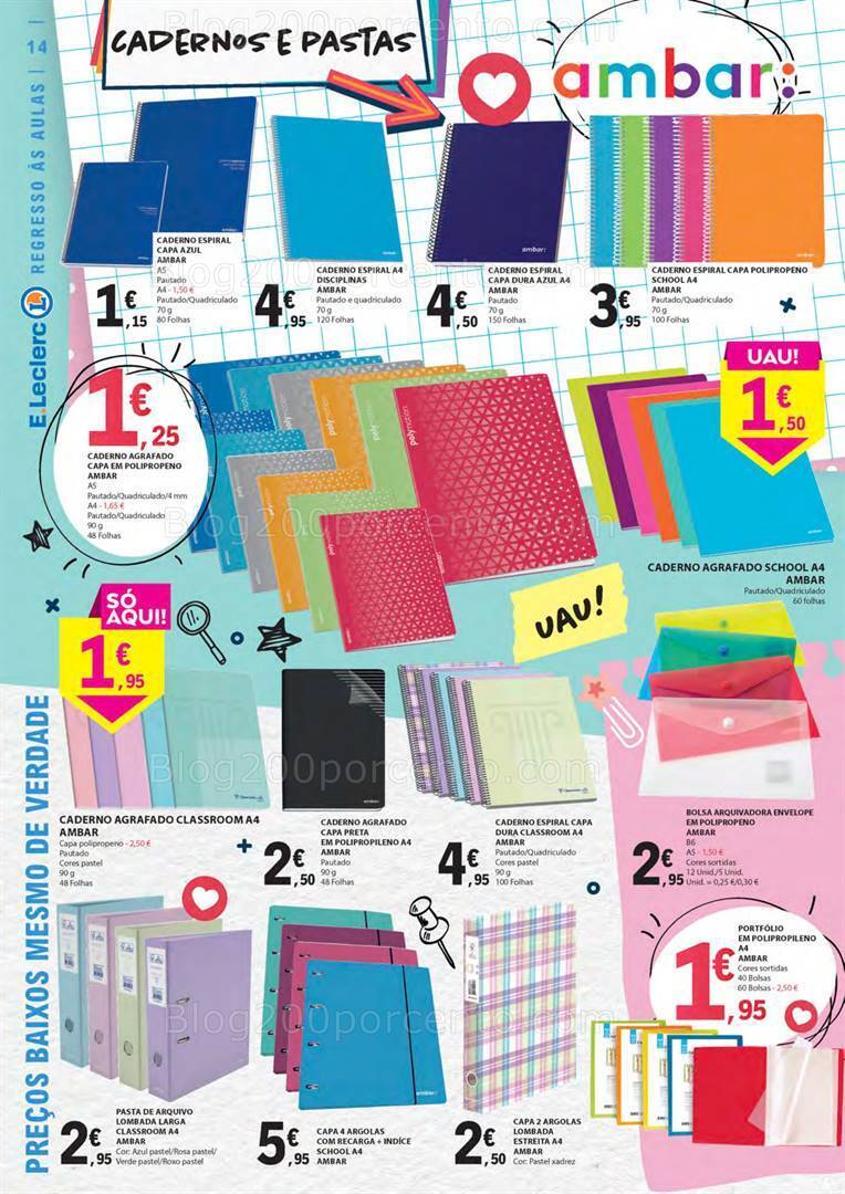 Antevisão Folheto E-LECLERC Regresso às Aulas Promoções de 15 agosto a 10 setembro