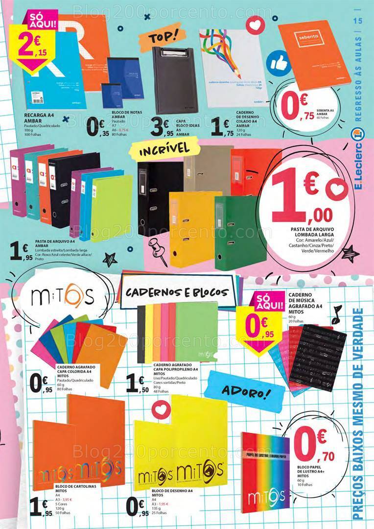 Antevisão Folheto E-LECLERC Regresso às Aulas Promoções de 15 agosto a 10 setembro