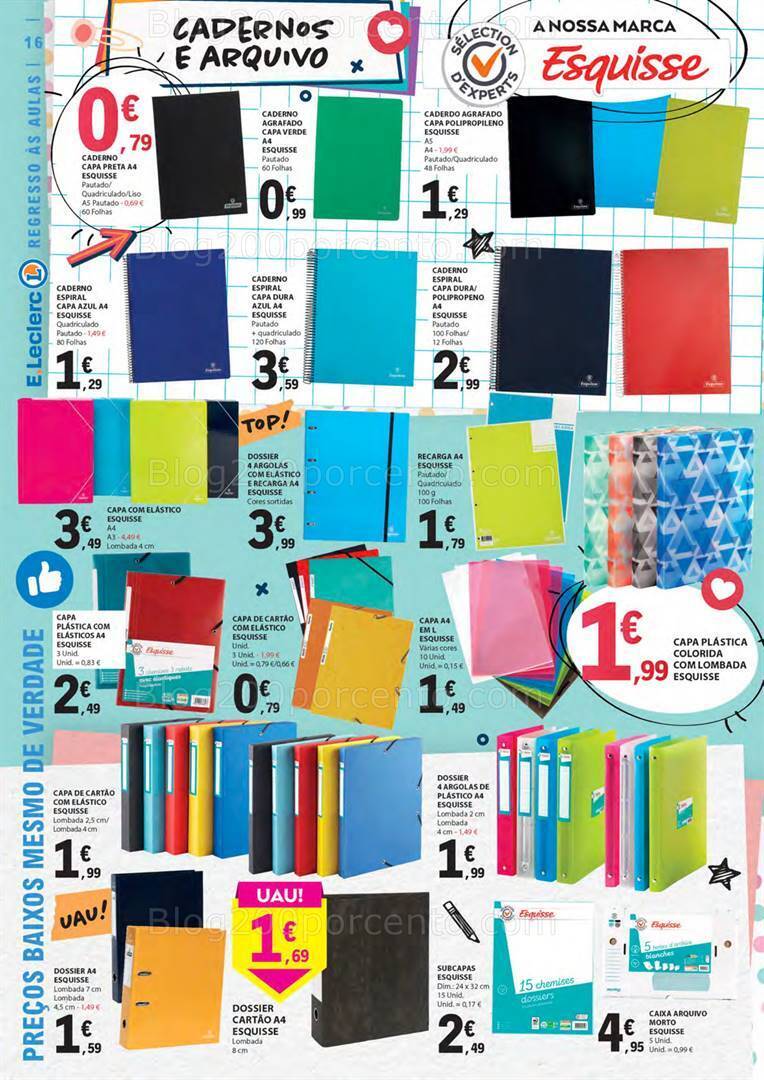 Antevisão Folheto E-LECLERC Regresso às Aulas Promoções de 15 agosto a 10 setembro