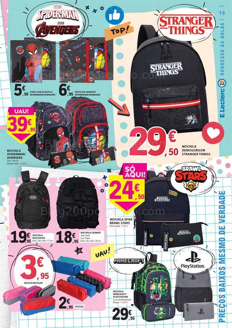 Antevisão Folheto E-LECLERC Regresso às Aulas Promoções de 15 agosto a 10 setembro