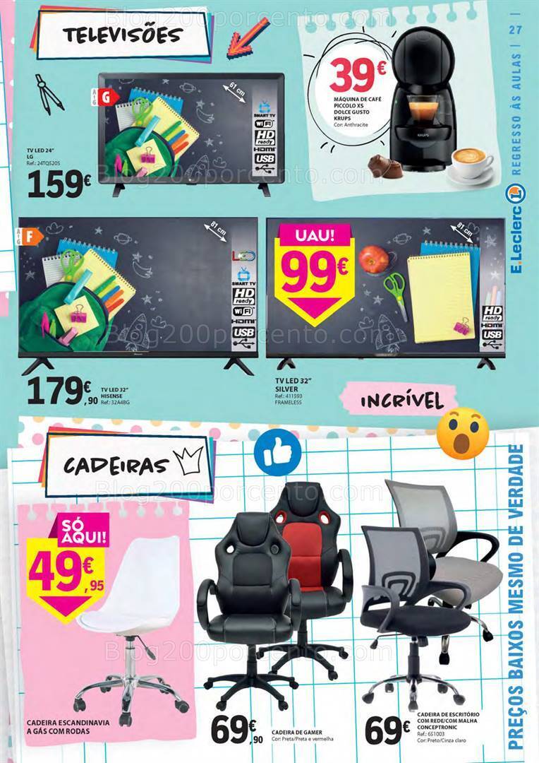 Antevisão Folheto E-LECLERC Regresso às Aulas Promoções de 15 agosto a 10 setembro