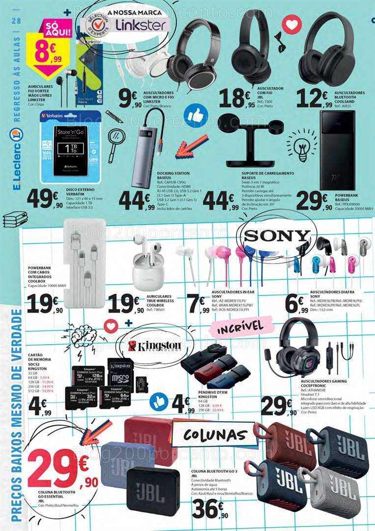 Antevisão Folheto E-LECLERC Regresso às Aulas Promoções de 15 agosto a 10 setembro