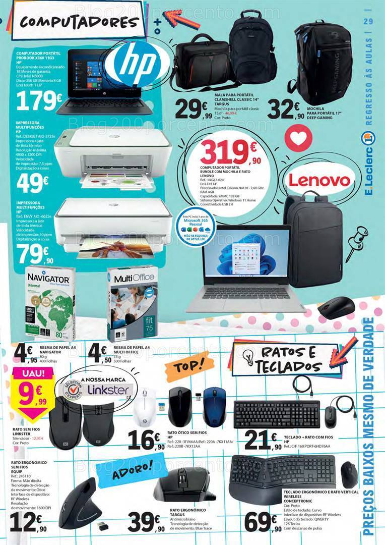 Antevisão Folheto E-LECLERC Regresso às Aulas Promoções de 15 agosto a 10 setembro