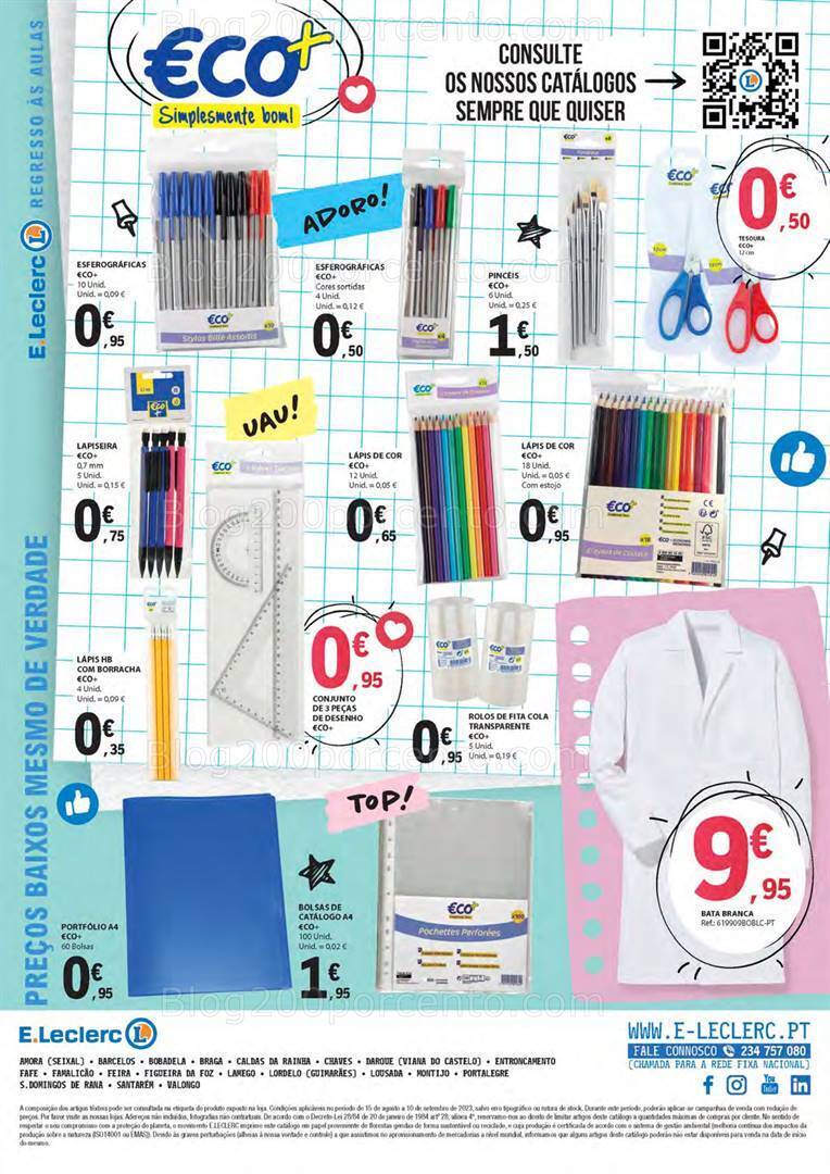 Antevisão Folheto E-LECLERC Regresso às Aulas Promoções de 15 agosto a 10 setembro