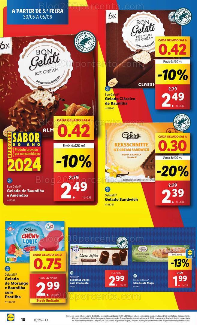 Antevisão Folheto LIDL Gelados e Sobremesas Geladas Promoções de 30 maio a 5 junho