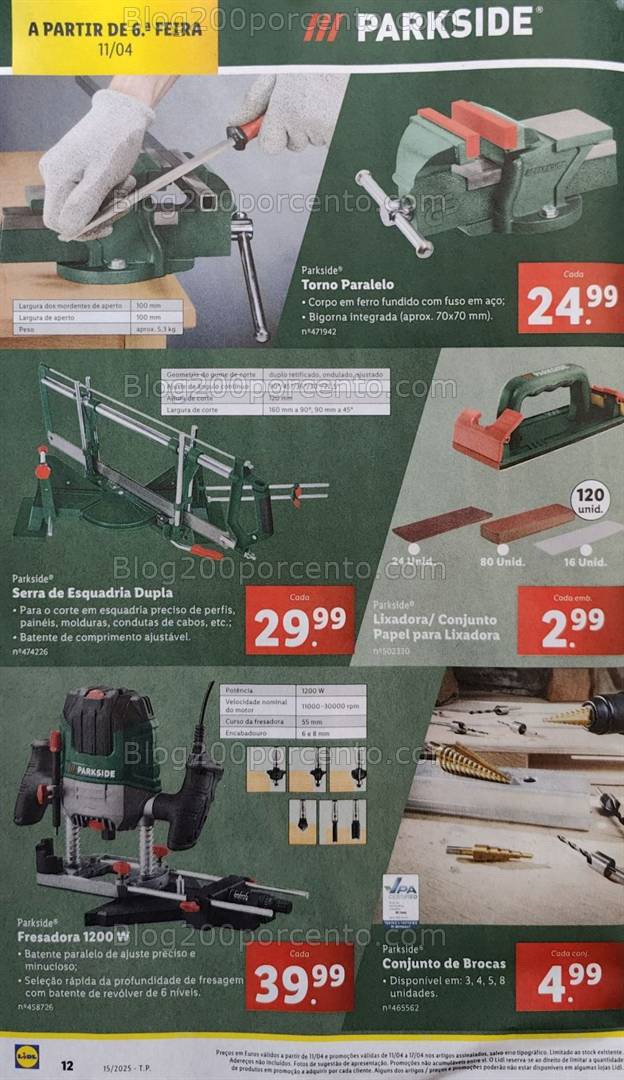 Antevisão Folheto LIDL Ferramentas Parkside Promoções de 11 a 17 abril