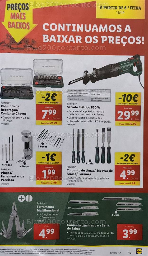 Antevisão Folheto LIDL Ferramentas Parkside Promoções de 11 a 17 abril