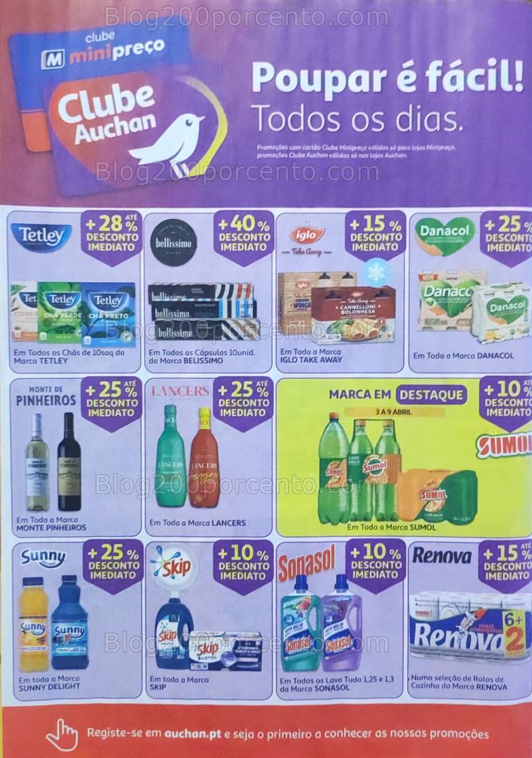 Antevisão Folheto MINIPREÇO - AUCHAN Promoções de 3 a 9 abril