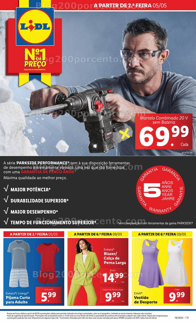 Antevisão Folheto LIDL Especial Parkside Promoções de 5 a 11 maio parkside