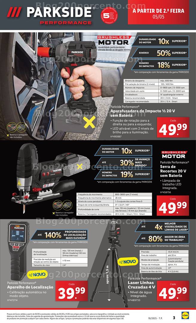 Antevisão Folheto LIDL Especial Parkside Promoções de 5 a 11 maio parkside