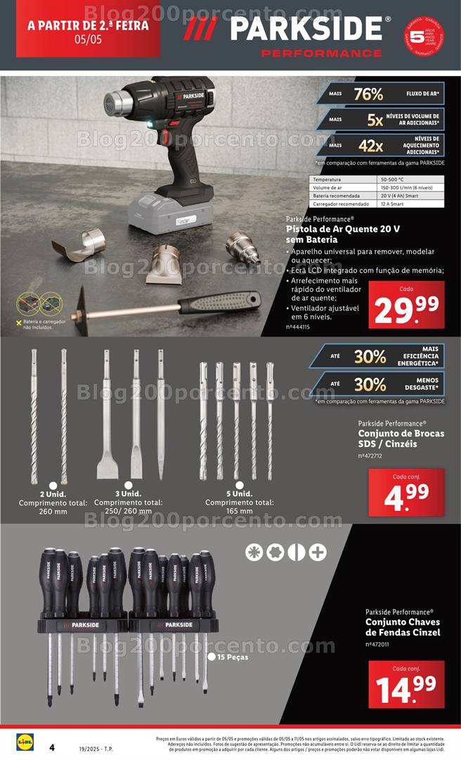 Antevisão Folheto LIDL Especial Parkside Promoções de 5 a 11 maio parkside
