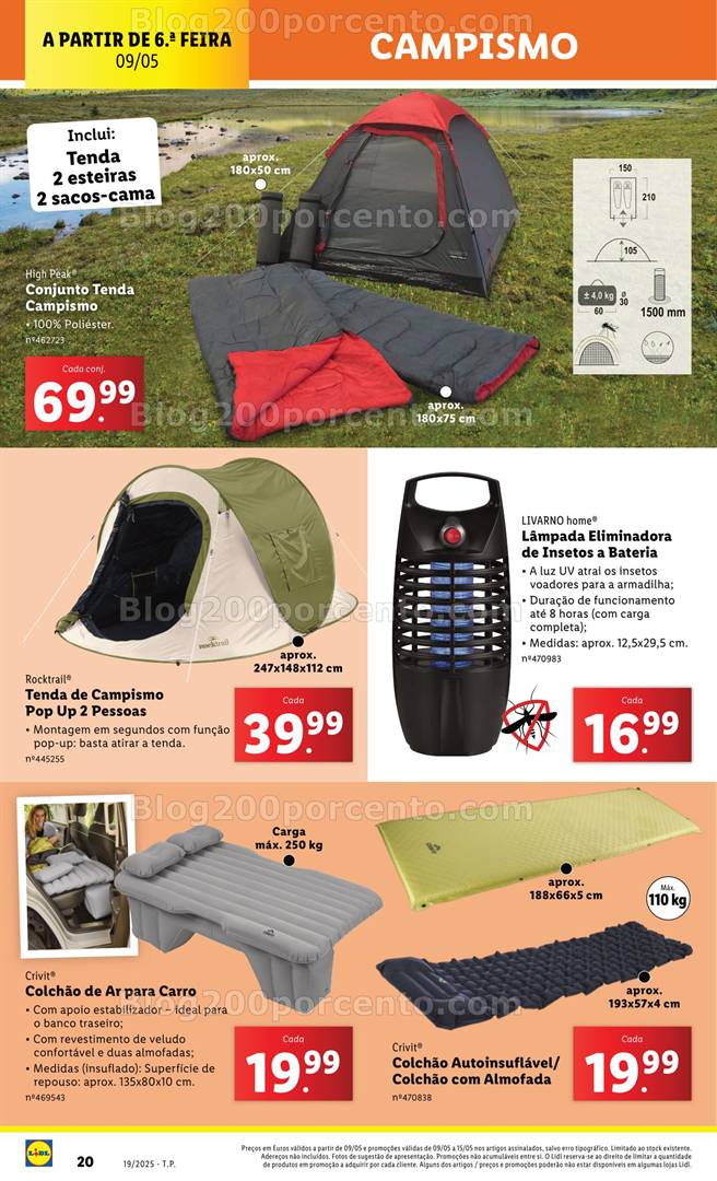 Antevisão Folheto LIDL Bazar Campismo - 9 a 15 de maio campismo