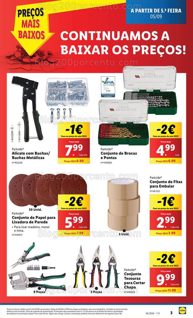 Antevisão Folheto LIDL Especial Parkside Promoções de 5 a 11 setembro