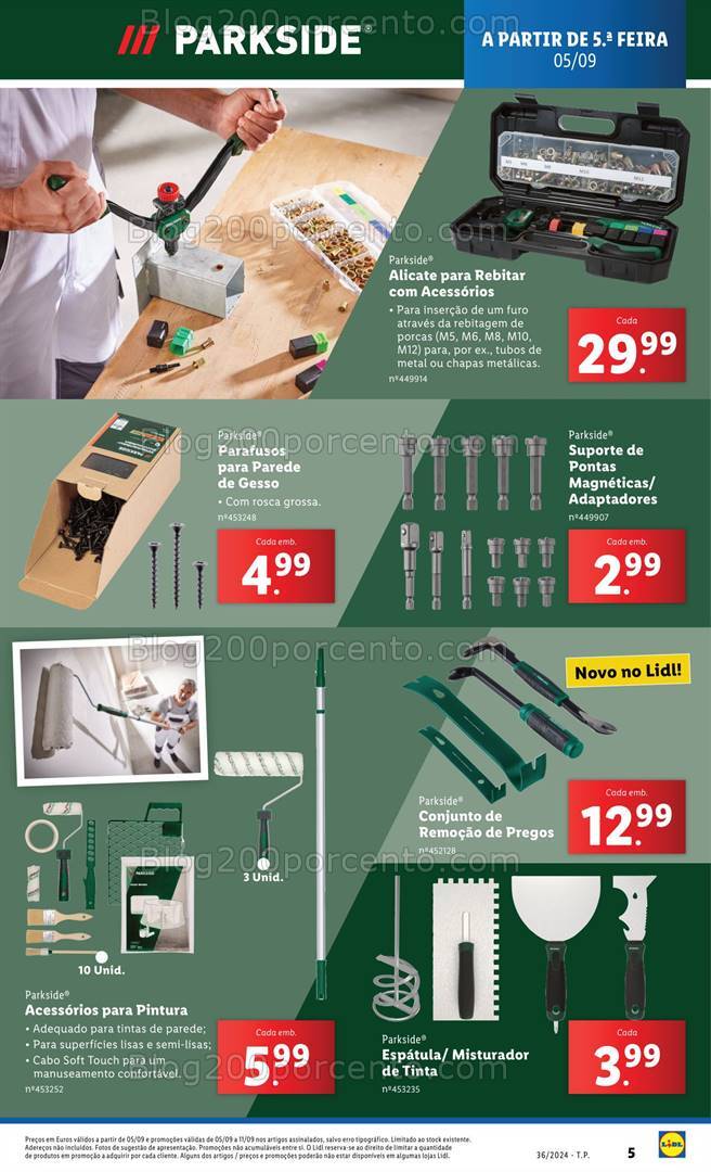 Antevisão Folheto LIDL Especial Parkside Promoções de 5 a 11 setembro