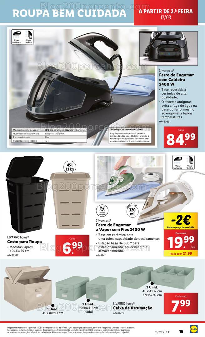 Antevisão Folheto LIDL Bazar Roupa Cuidada Promoções de 17 a 23 março