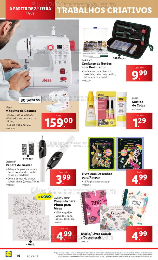 Antevisão Folheto LIDL Bazar Trabalhos Criativos Promoções de 17 a 23 março