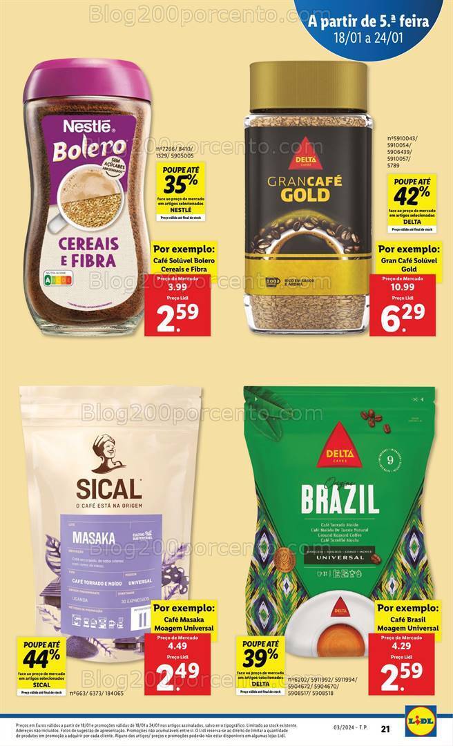Antevisão Folheto LIDL Especial Café Promoções de 18 a 24 janeiro