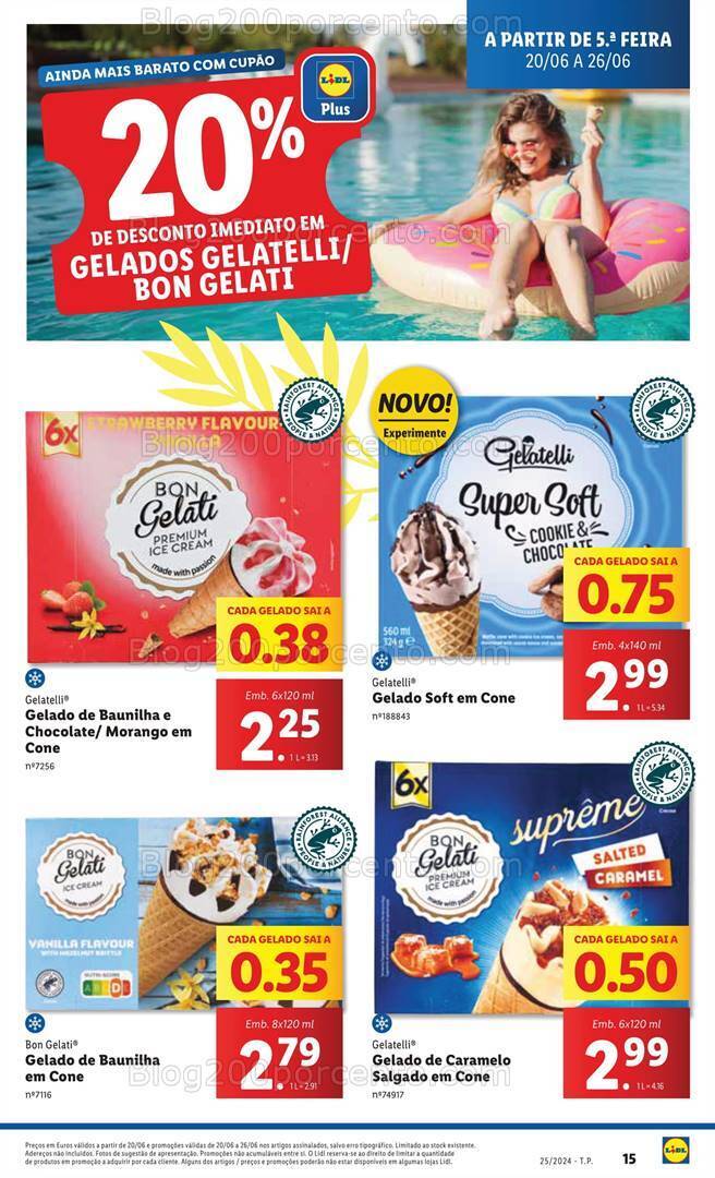 Antevisão Folheto LIDL Especial Gelados Promoções de 20 a 26 junho