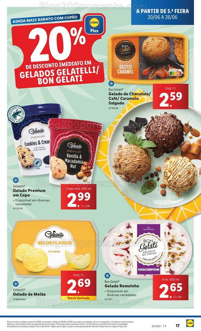 Antevisão Folheto LIDL Especial Gelados Promoções de 20 a 26 junho