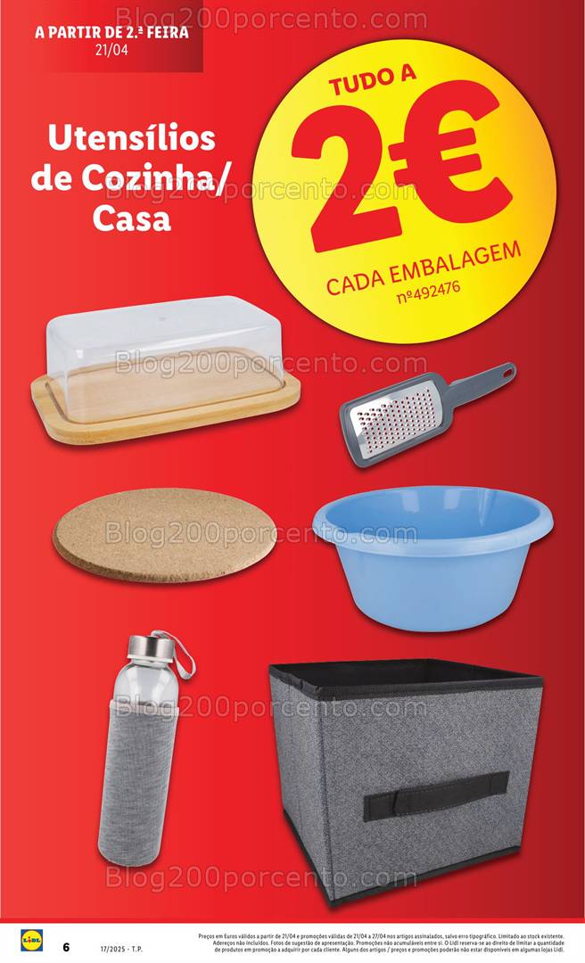 Antevisão Folheto LIDL Tudo a 2€ Promoções de 21 a 27 abril