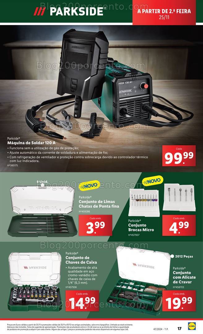 Antevisão Folheto LIDL Parkside Promoções a partir de 25 novembro