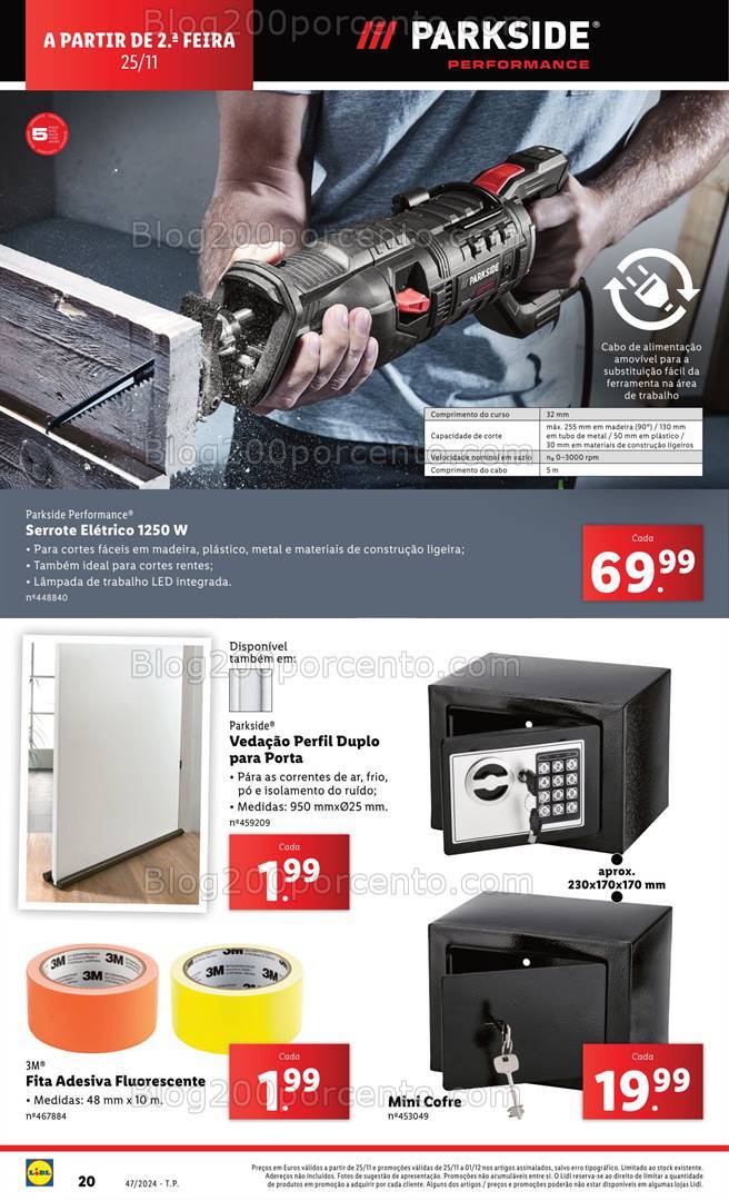 Antevisão Folheto LIDL Parkside Promoções a partir de 25 novembro