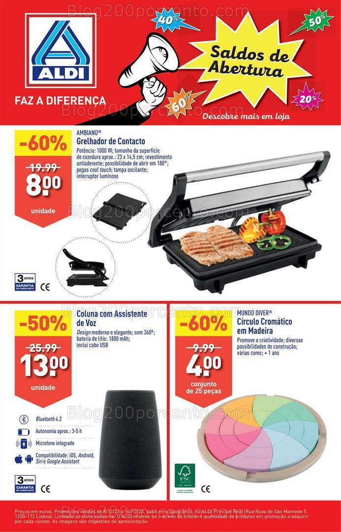 Antevisão Folheto ALDI Abertura + Saldos Promoções de 8 a 14 dezembro